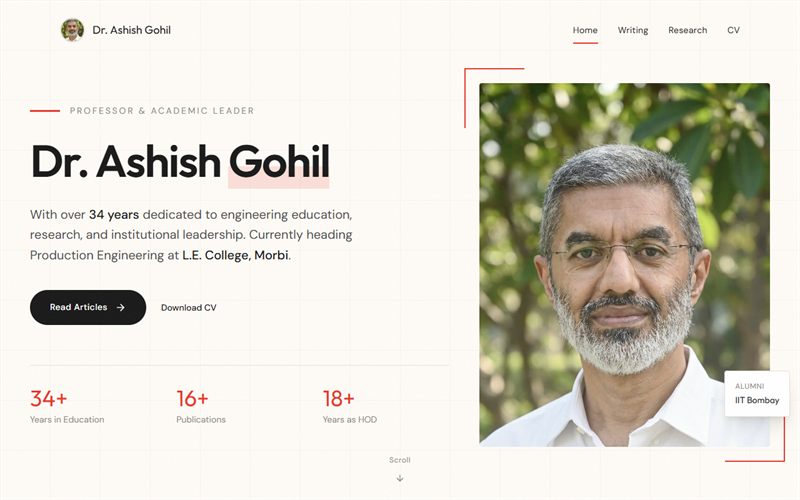 ashishgohil.com — Academic portfolio
